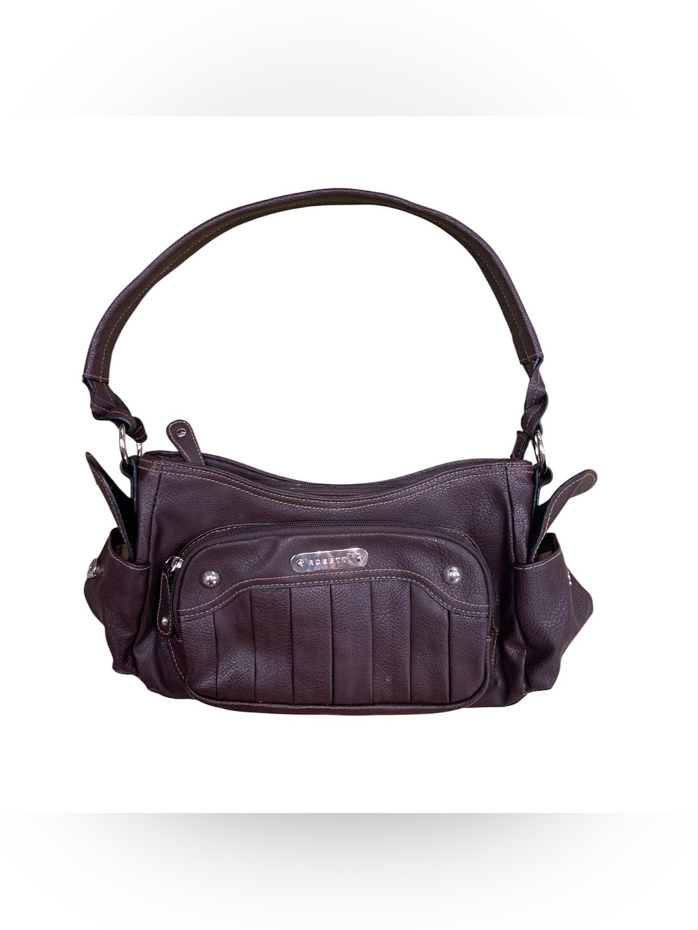 Rosetti Dark Brown Pebbled Leather Shoulder Bag